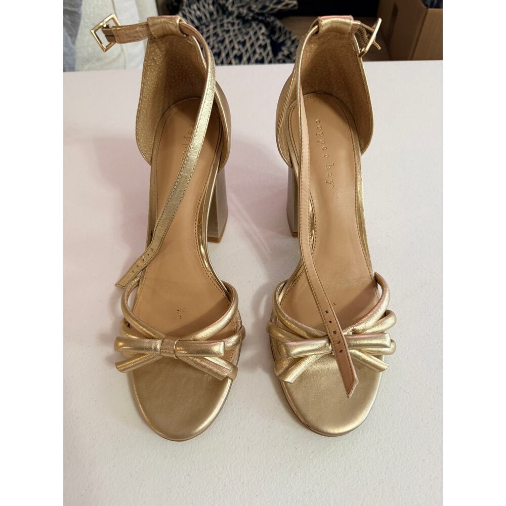 Copper key knew it damage, gold block, heel leather ankle strap shoes 9 - Picture 3 of 6